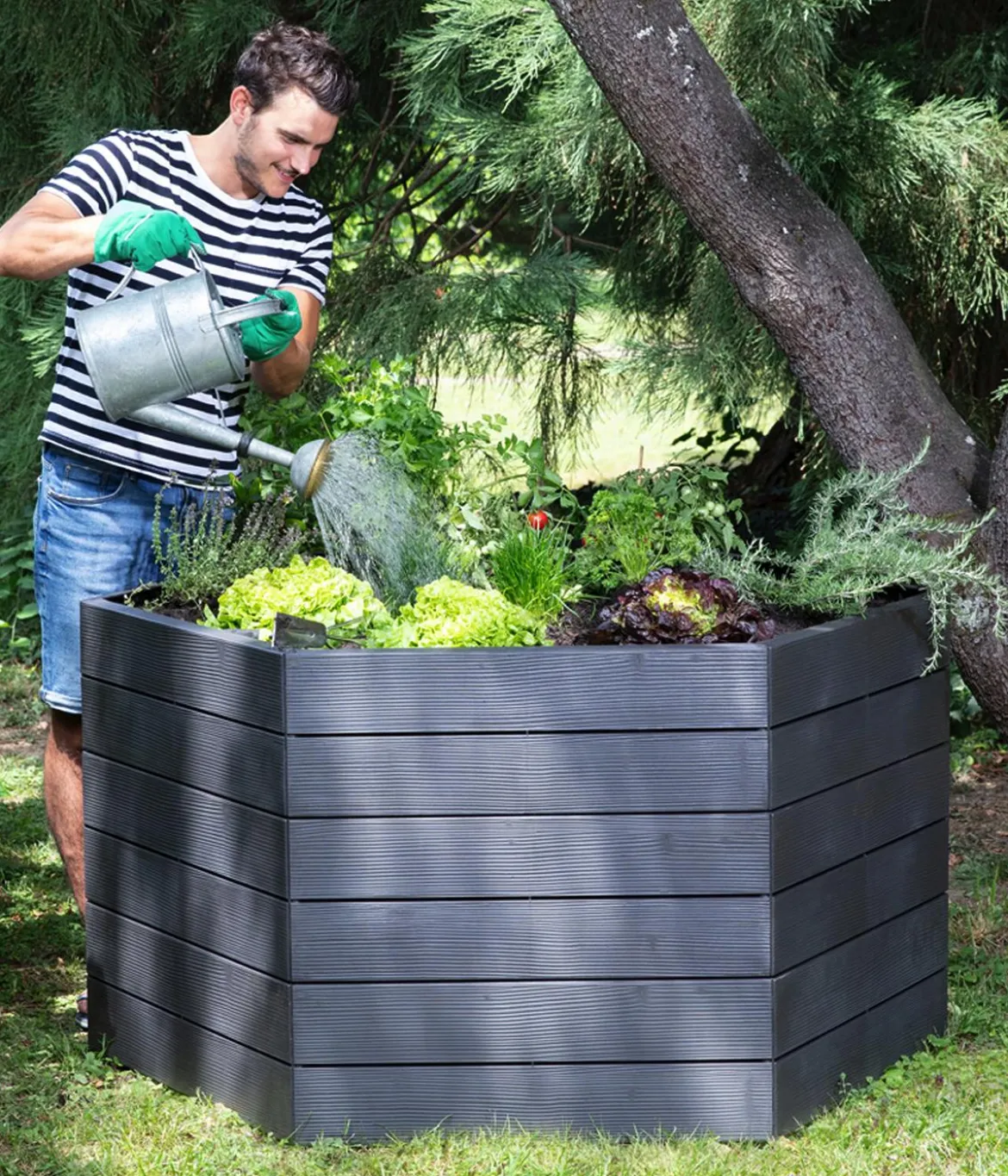 Garantia Kunststoff-Hochbeet Ergo Wood inkl. Wassersparsystem