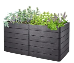 Garantia Kunststoff-Hochbeet Ergo Quadro Wood inkl. Wassersparsystem