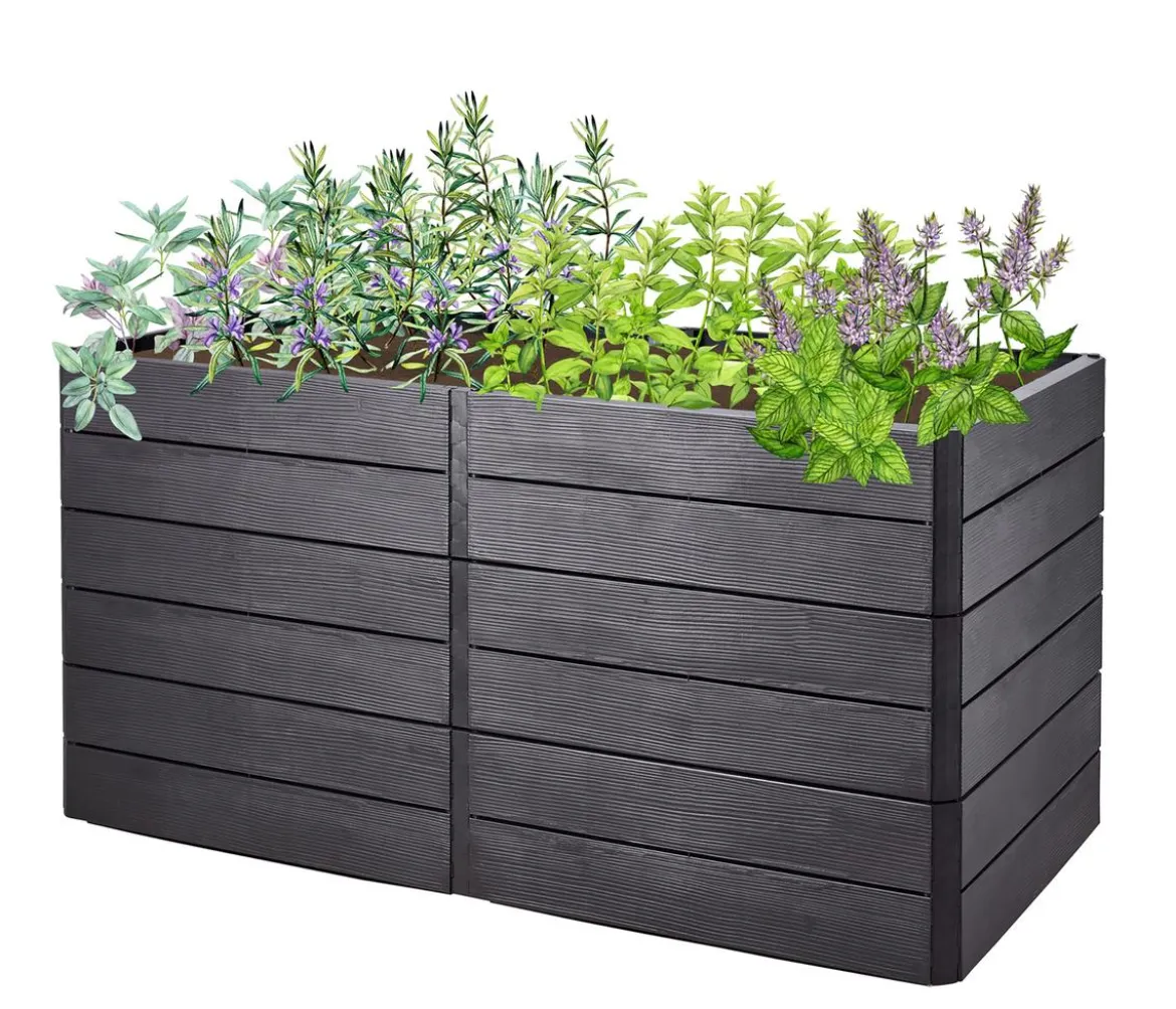 Garantia Kunststoff-Hochbeet Ergo Quadro Wood inkl. Wassersparsystem