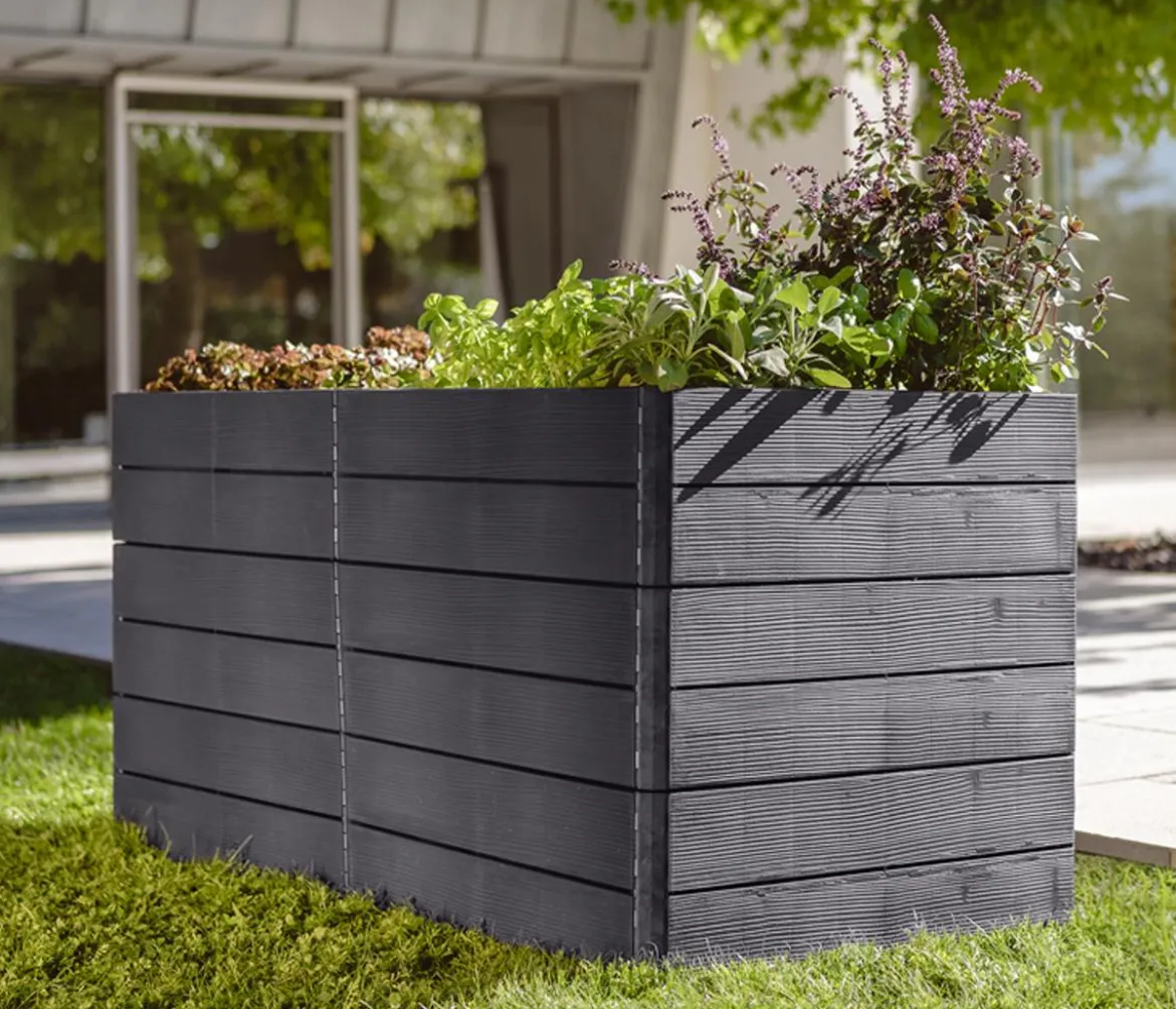 Garantia Kunststoff-Hochbeet Ergo Quadro Wood inkl. Wassersparsystem