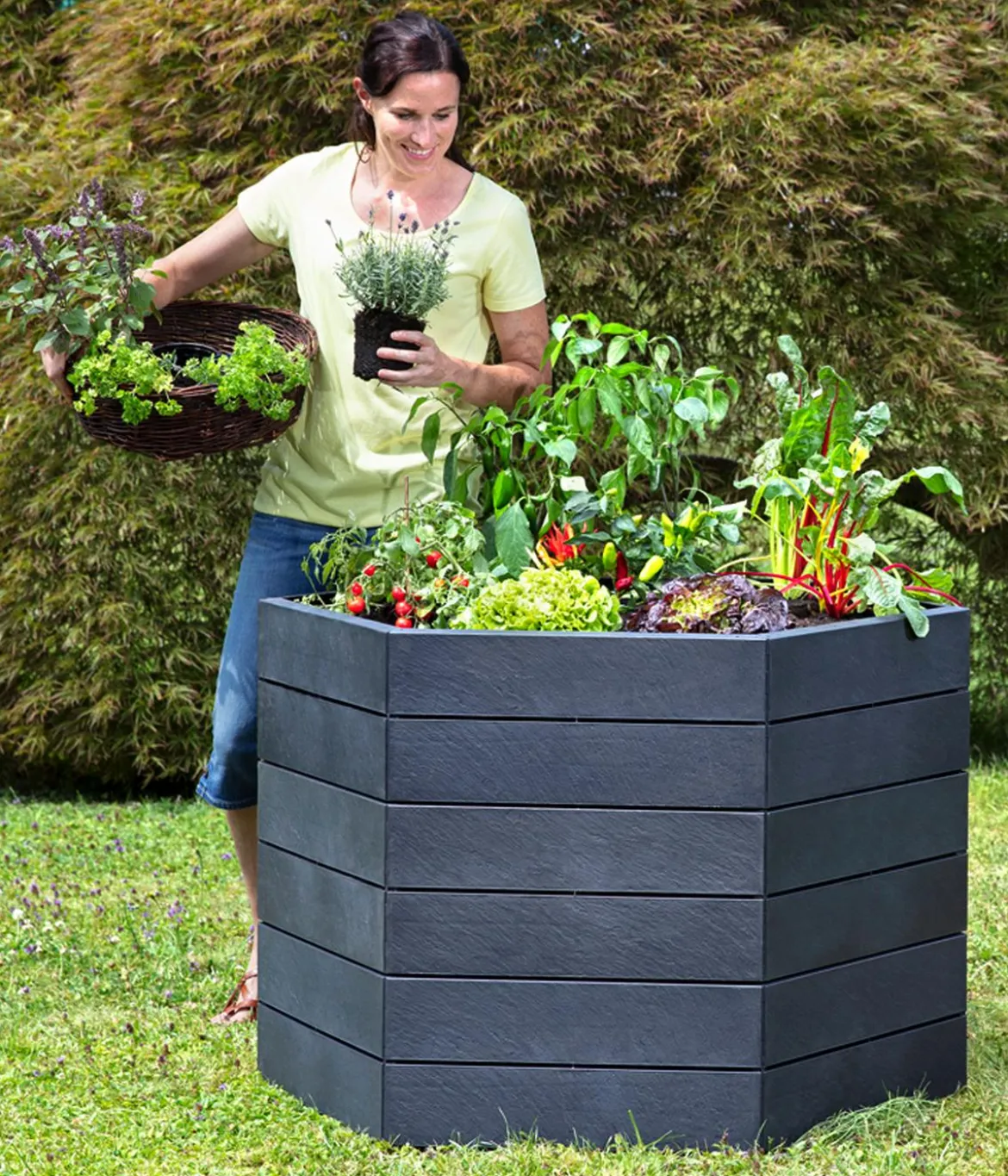 Garantia Kunststoff-Hochbeet Ergo Stone inkl. Wassersparsystem