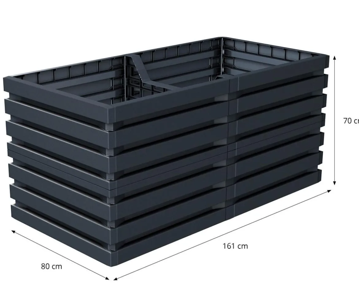 GARANTIA Kunststoff-Hochbeet Skyline L, grau, ca. B161/H75/T80 cm
