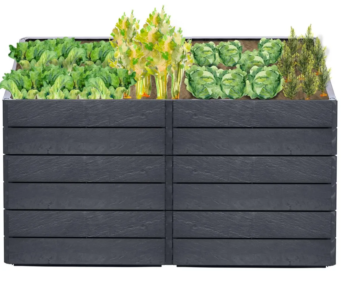 Garantia Kunststoff-Hochbeet Ergo Quadro Stone inkl. Wassersparsystem