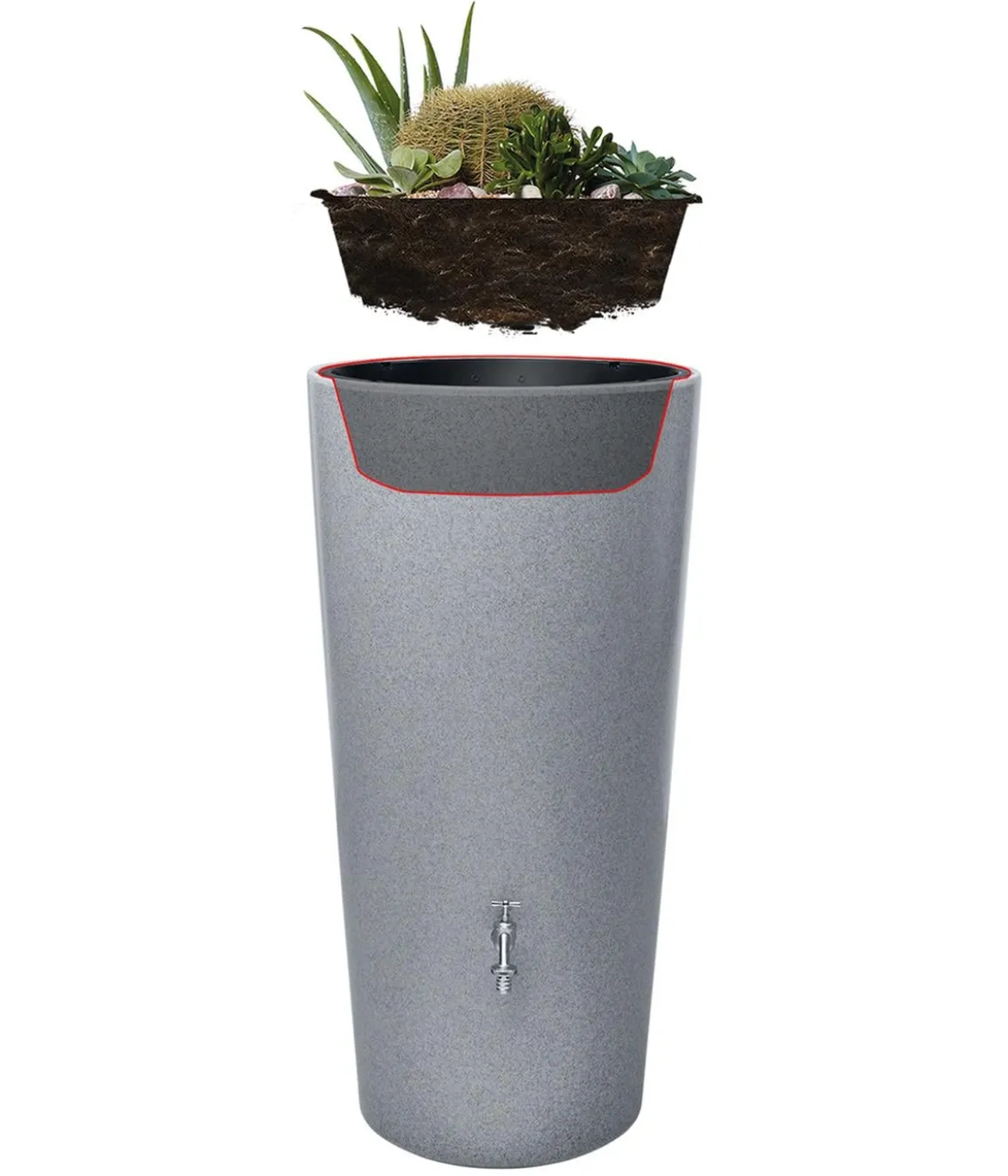 GARANTIA Stone 2in1 Regenspeicher, silver, ca. 210 l