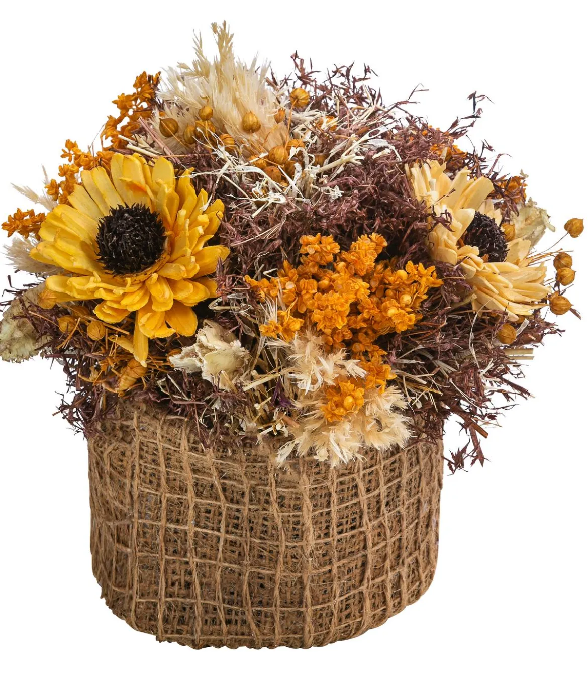 Gesteck Trockenblumen, gelb