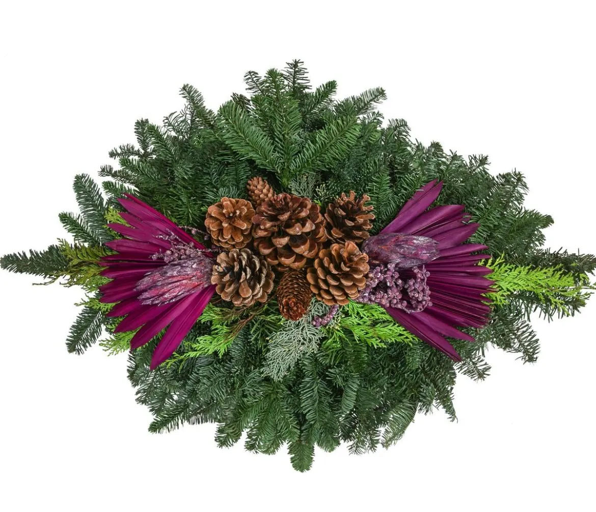 Grabbukett aus Nobilis-Tanne, rot, ca. B90/H20/T60 cm