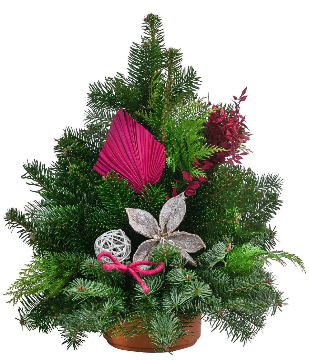 Grabgesteck in Ton-Schale, pink, ca. B40/H40/T25 cm