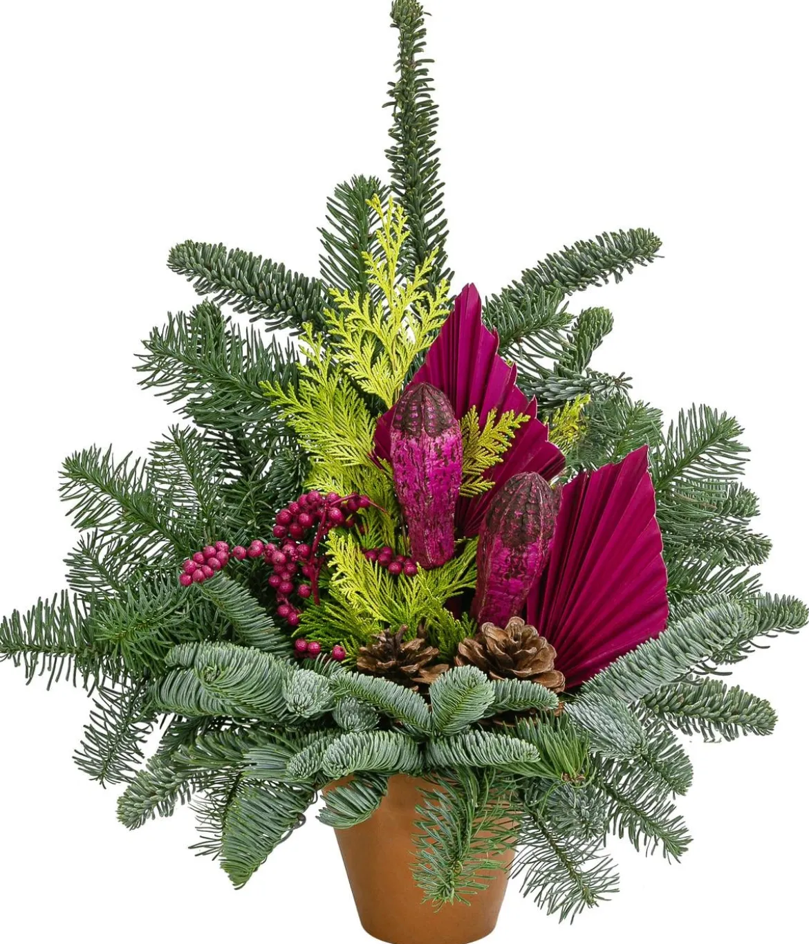 Grabgesteck in Ton-Topf, pink, ca. B37/H52/T22 cm