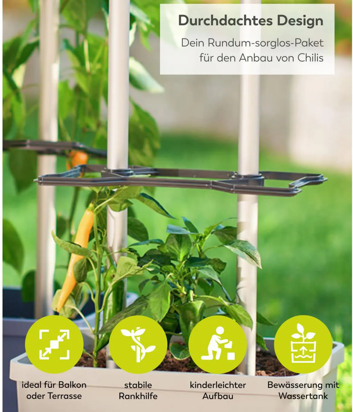 Gusta Garden Chili-Pflanztopf Charly Chili XL, ca. B34,7/H138/T28,1 cm