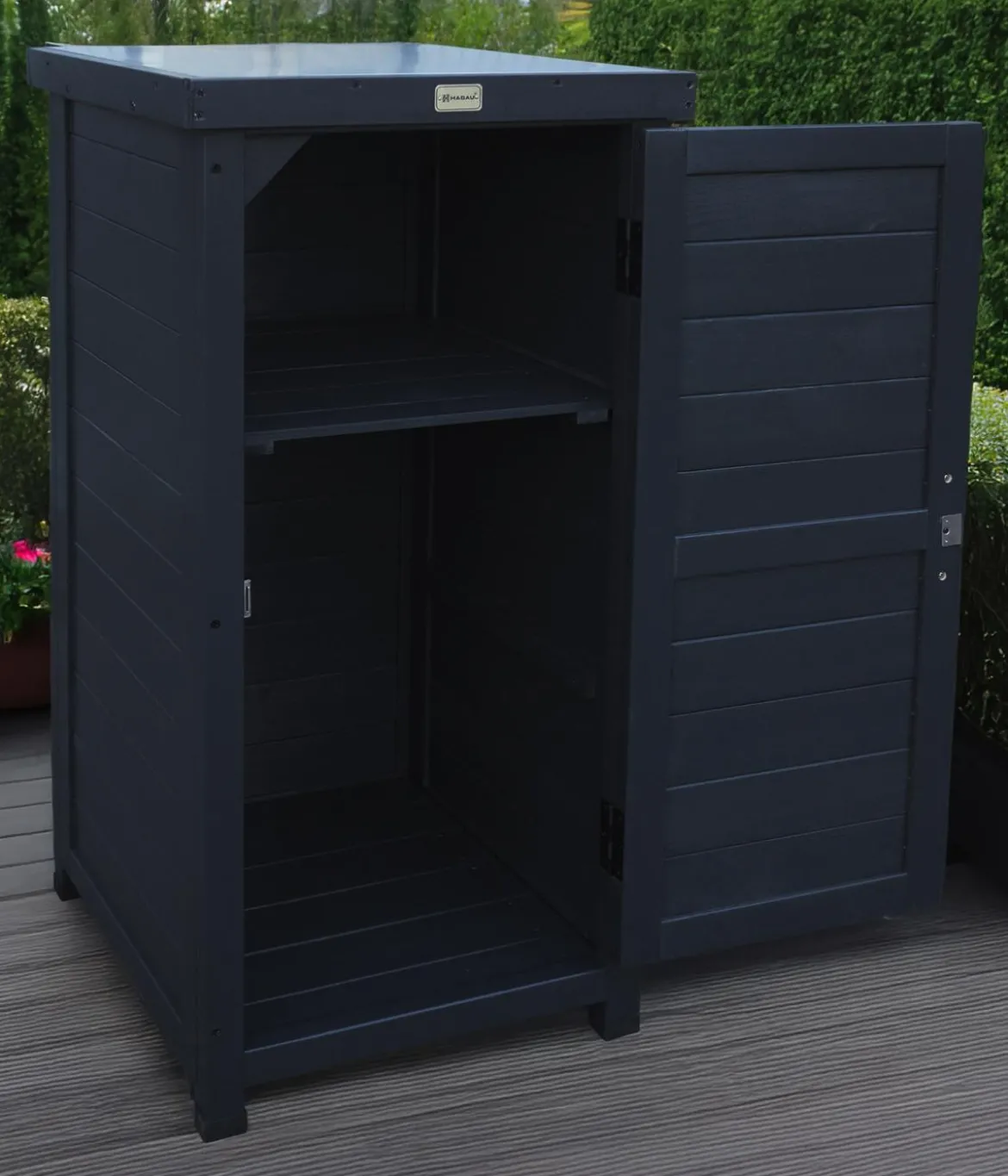Habau Holz-Gartenschrank Alan, anthrazit, ca. B45/H91/T45 cm