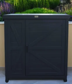 Habau Holz-Gartenschrank Logan, anthrazit, ca. B80/H91/T45 cm