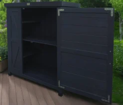 Habau Holz-Gartenschrank Logan, anthrazit, ca. B80/H91/T45 cm