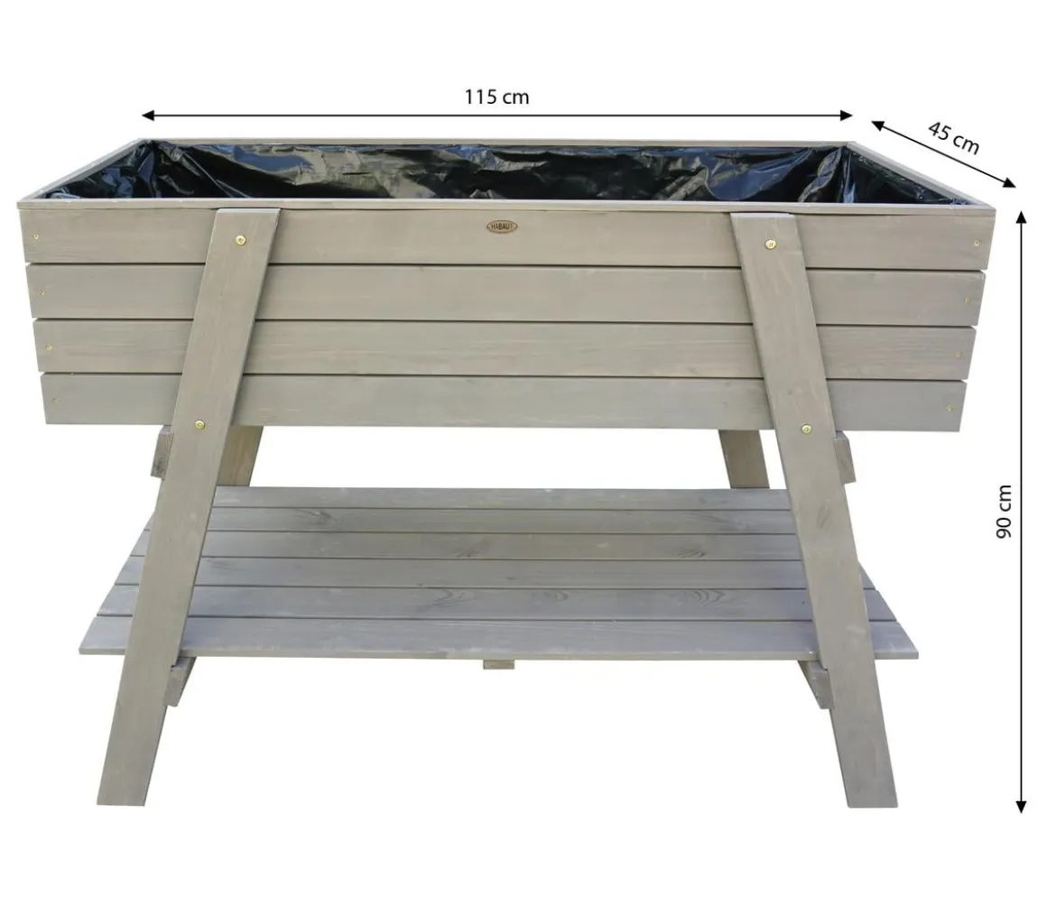 Habau Holz-Hochbeet Alina, hellgrau, ca. B115/H90/T45 cm