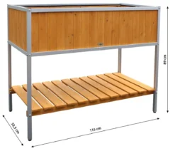 Habau Holz-Hochbeet mit Aluminiumrahmen, ca. B115/H89/T53,5 cm