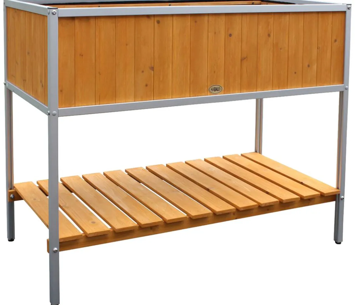 Habau Holz-Hochbeet mit Aluminiumrahmen, ca. B115/H89/T53,5 cm