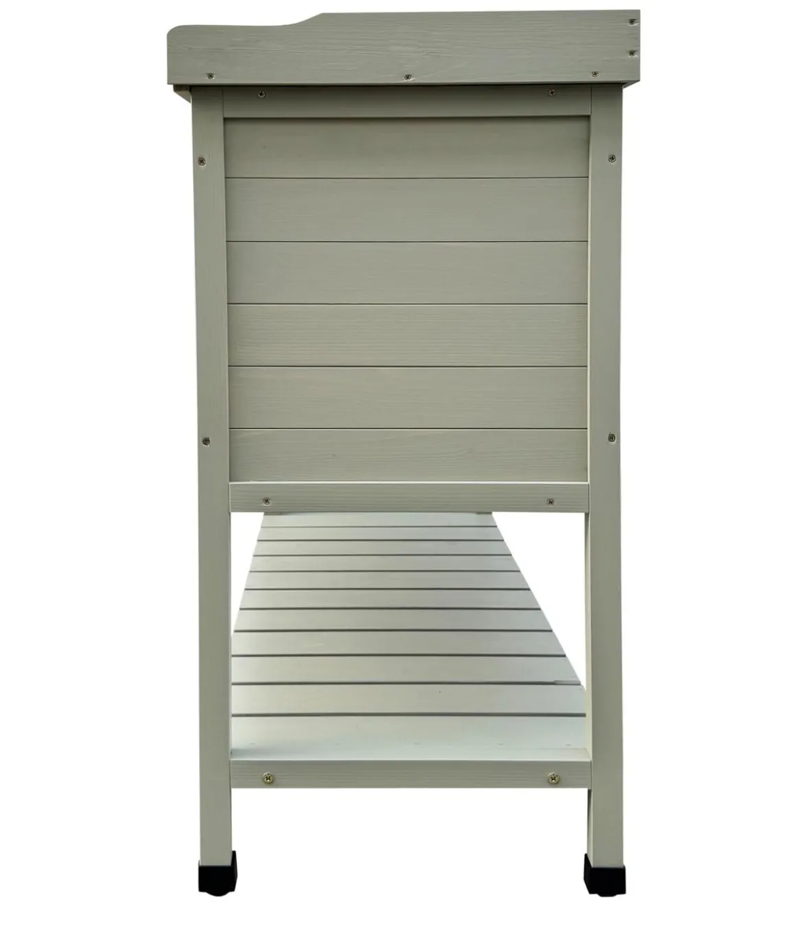 Habau Holz-Pflanztisch mit Unterschrank und Ablage, grau, ca. B98/H97,5/T48 cm
