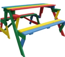 Habau Kinder Picknickbank bunt, 100 x 50 x 62 cm
