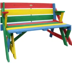 Habau Kinder Picknickbank bunt, 100 x 50 x 62 cm