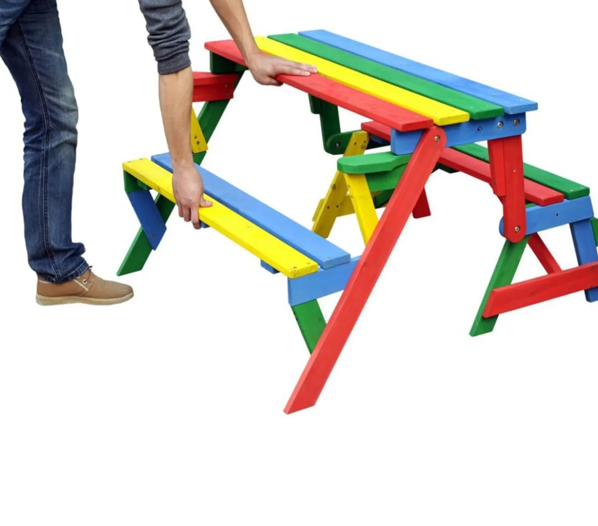 Habau Kinder Picknickbank bunt, 100 x 50 x 62 cm