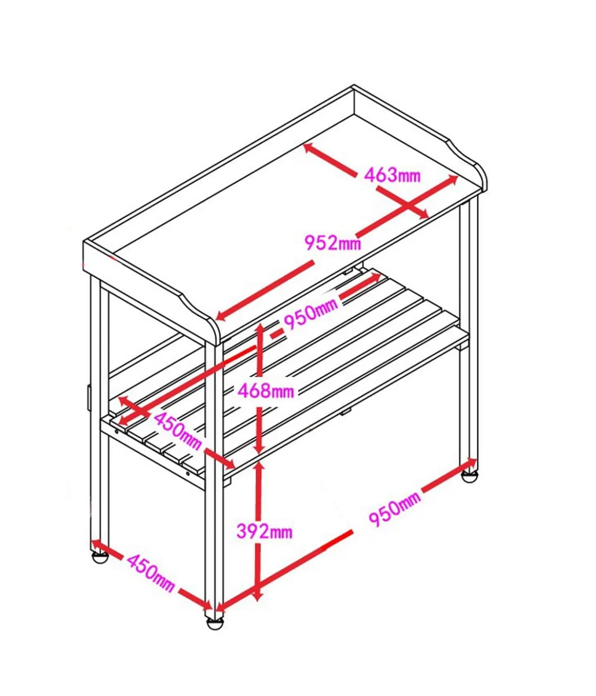 Habau Pflanztisch, ca. B98/H95/T48 cm