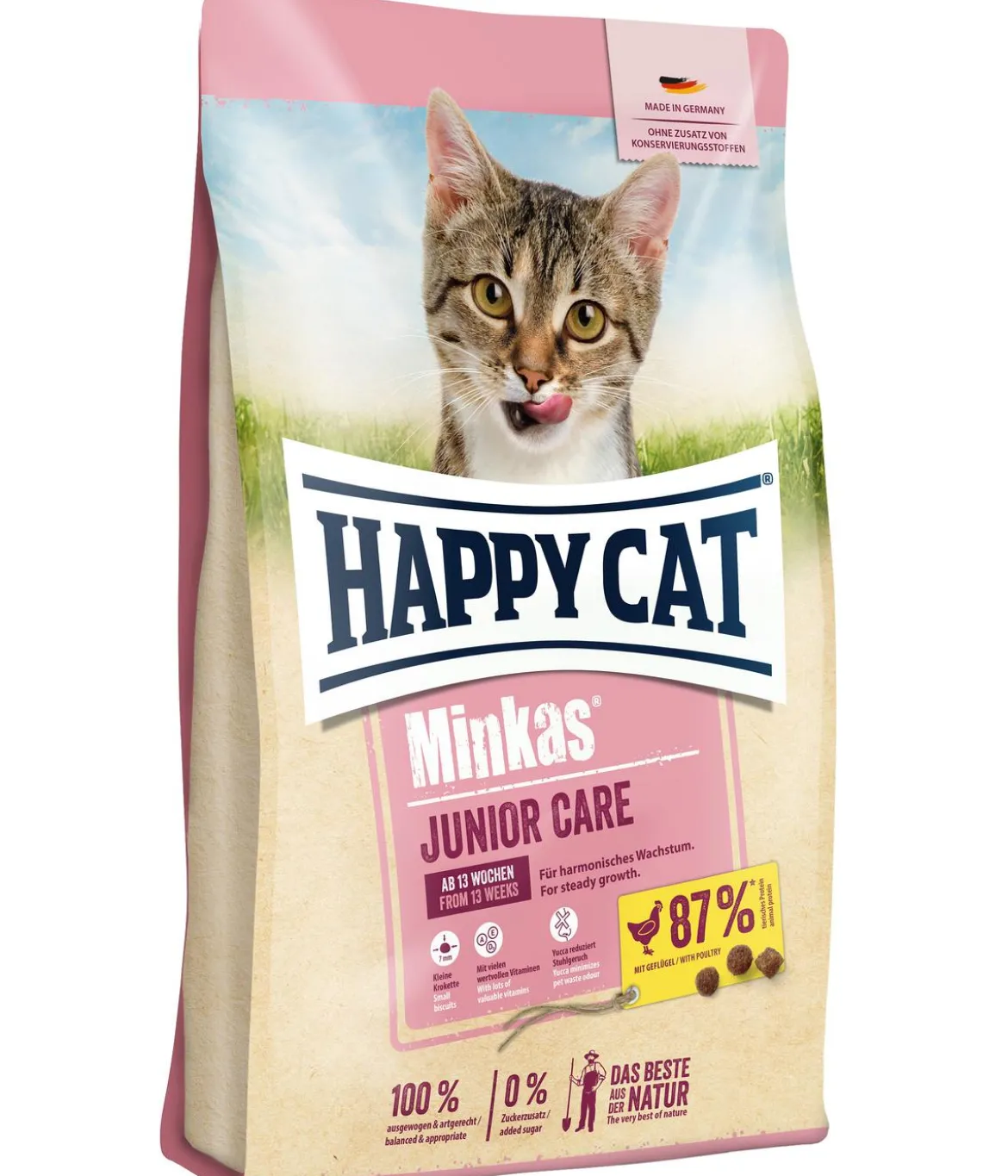 Happy Cat Trockenfutter für Katzen Minkas Junior Care, Geflügel, 10 kg