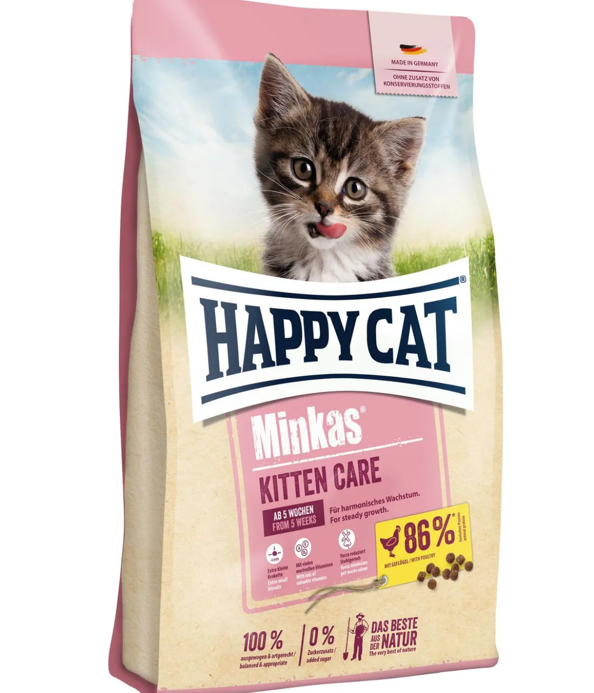 Happy Cat Trockenfutter für Katzen Minkas Kitten Care, Geflügel, 10 kg