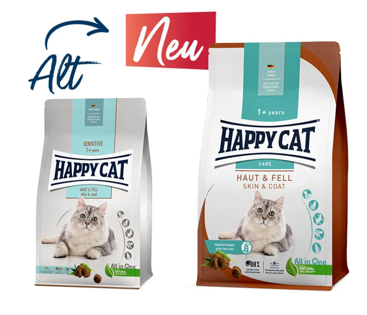 Happy Cat Trockenfutter für Katzen Care Haut & Fell