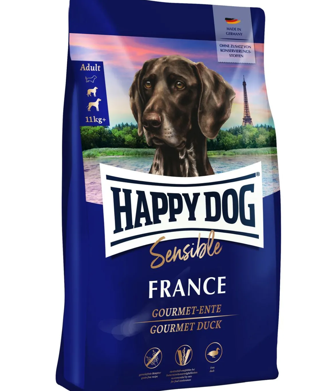 Happy Dog Trockenfutter für Hunde Sensible France, Ente