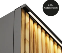 Herstera Metall-Pflanzkasten Deco Planter LED, rechteckig, schwarz/natur