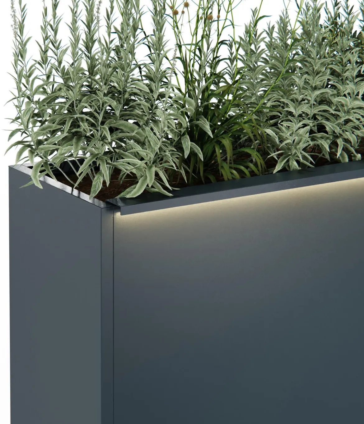 Herstera Metall-Raumtrenner Cube LED, rechteckig, anthrazit