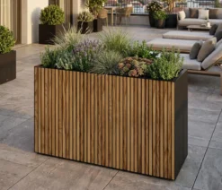 Herstera Metall-Raumtrenner Deco Planter, rechteckig, schwarz/natur