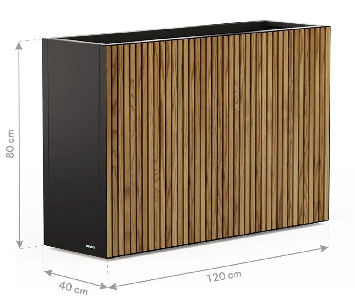 Herstera Metall-Raumtrenner Deco Planter, rechteckig, schwarz/natur