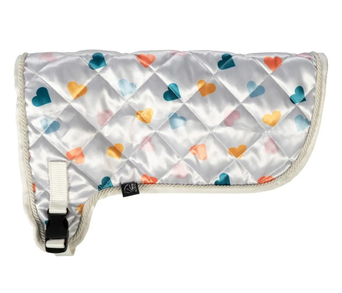 HKM KIDS Hobby Horsing Decke mit Print, weiß mit Herzchen