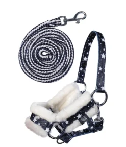 HKM KIDS Hobby Horsing Halfter und Strick mit Print, navy mit Sternenmuster