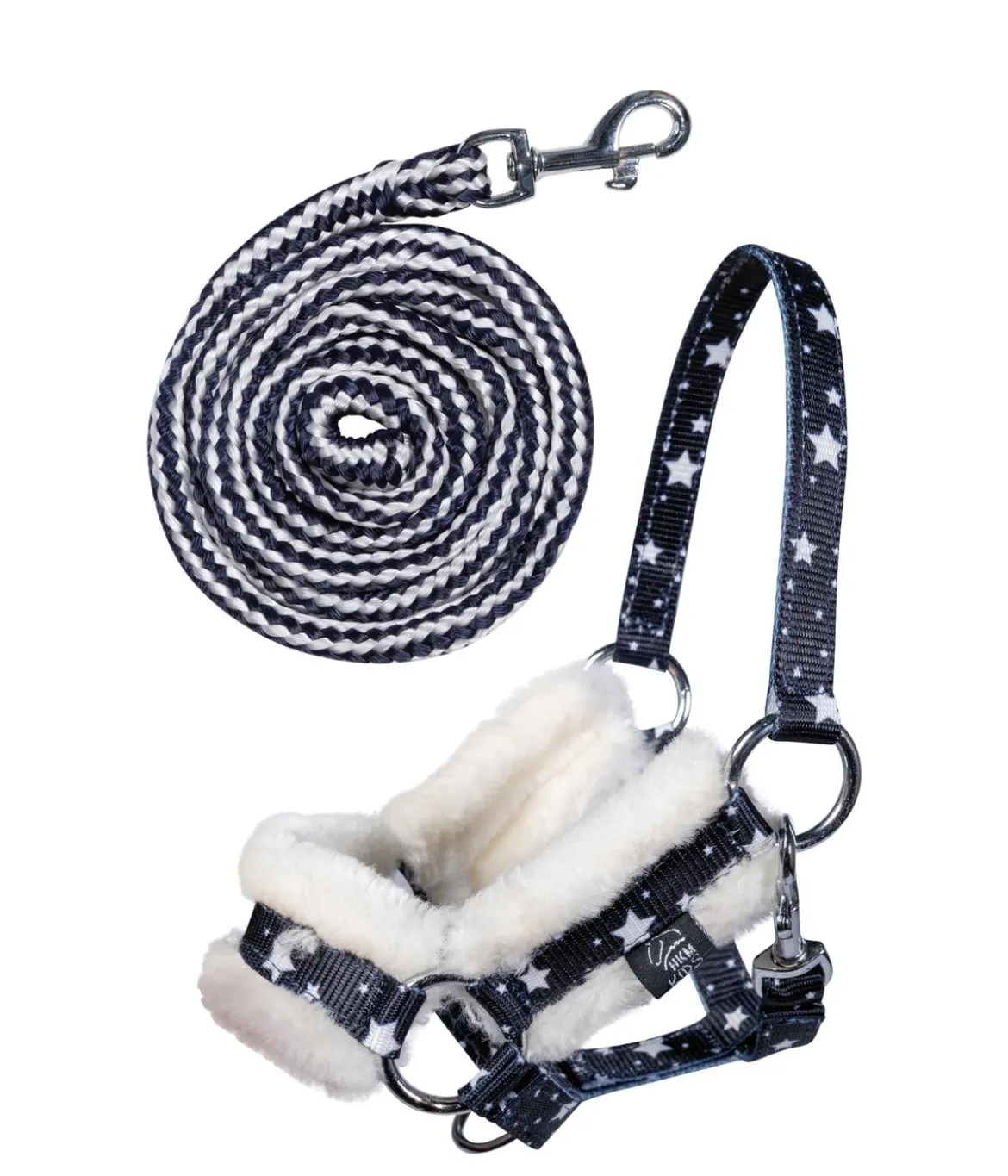 HKM KIDS Hobby Horsing Halfter und Strick mit Print, navy mit Sternenmuster