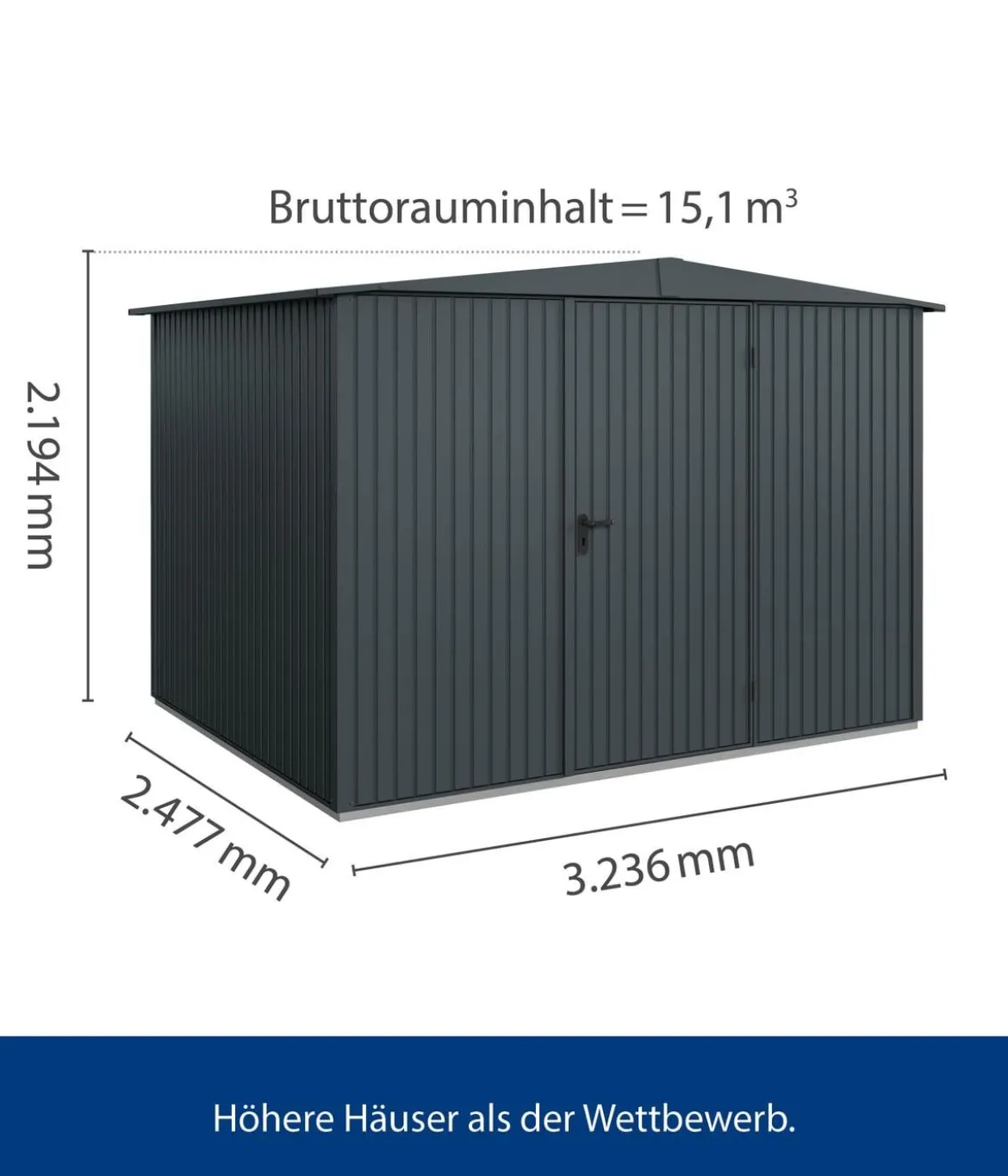 Hörmann Berry-Gerätehaus Classic-S Typ 3, ca. B323,6/H219,4/T247,7 cm