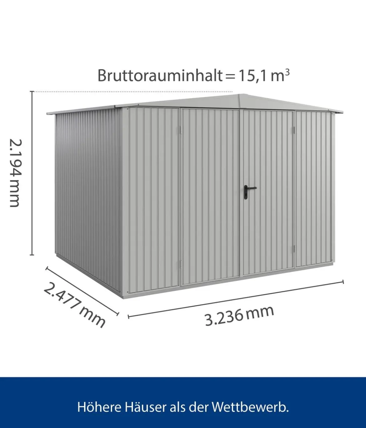 Hörmann Berry-Gerätehaus Classic-S Typ 3, ca. B323,6/H219,4/T247,7 cm