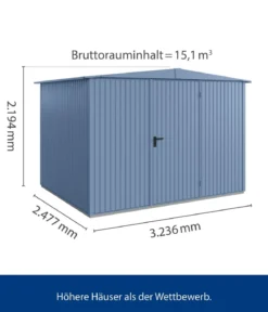 Hörmann Berry-Gerätehaus Classic-S Typ 3, ca. B323,6/H219,4/T247,7 cm