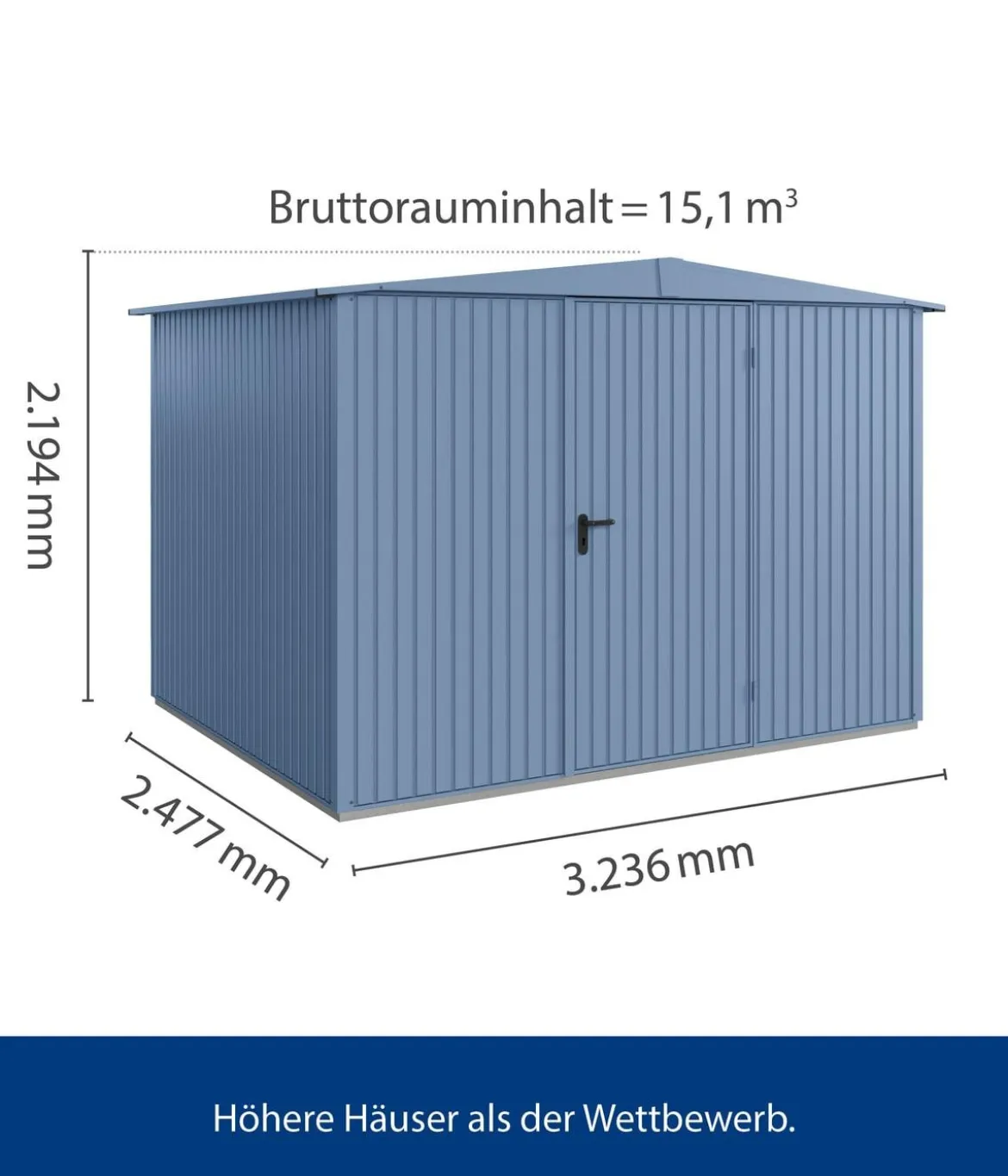 Hörmann Berry-Gerätehaus Classic-S Typ 3, ca. B323,6/H219,4/T247,7 cm