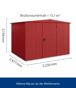 Hörmann Berry-Gerätehaus Classic-S Typ 3, ca. B323,6/H219,4/T247,7 cm