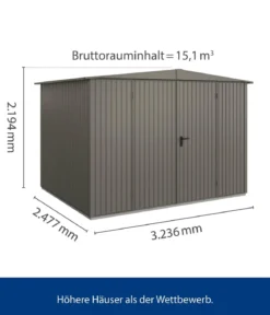 Hörmann Berry-Gerätehaus Classic-S Typ 3, ca. B323,6/H219,4/T247,7 cm