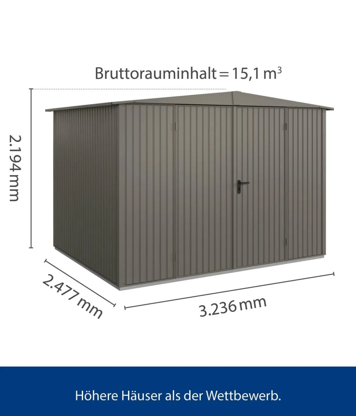 Hörmann Berry-Gerätehaus Classic-S Typ 3, ca. B323,6/H219,4/T247,7 cm