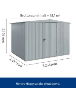Hörmann Berry-Gerätehaus Classic-S Typ 3, ca. B323,6/H219,4/T247,7 cm