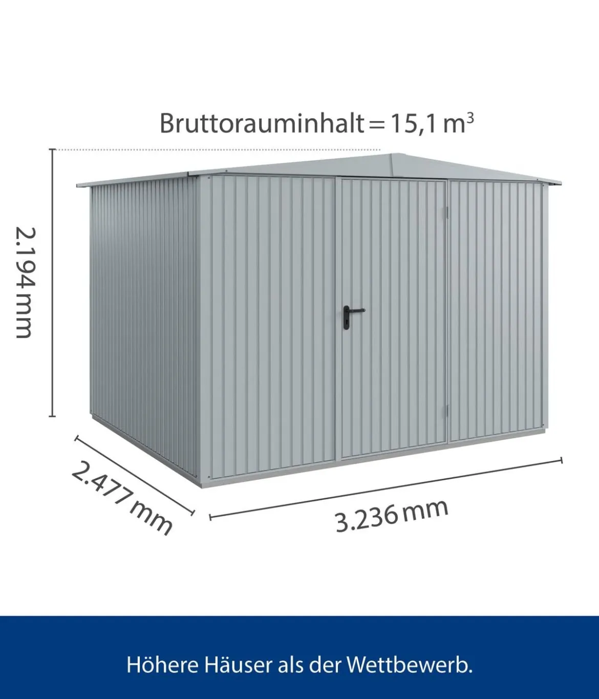 Hörmann Berry-Gerätehaus Classic-S Typ 3, ca. B323,6/H219,4/T247,7 cm