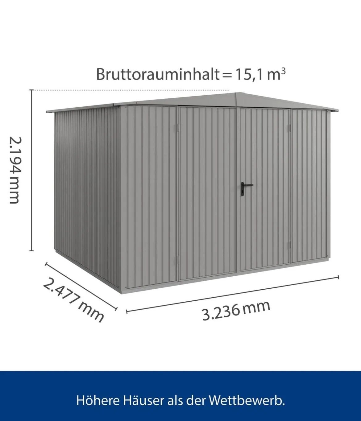 Hörmann Berry-Gerätehaus Classic-S Typ 3, ca. B323,6/H219,4/T247,7 cm