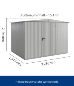 Hörmann Berry-Gerätehaus Classic-S Typ 3, ca. B323,6/H219,4/T247,7 cm