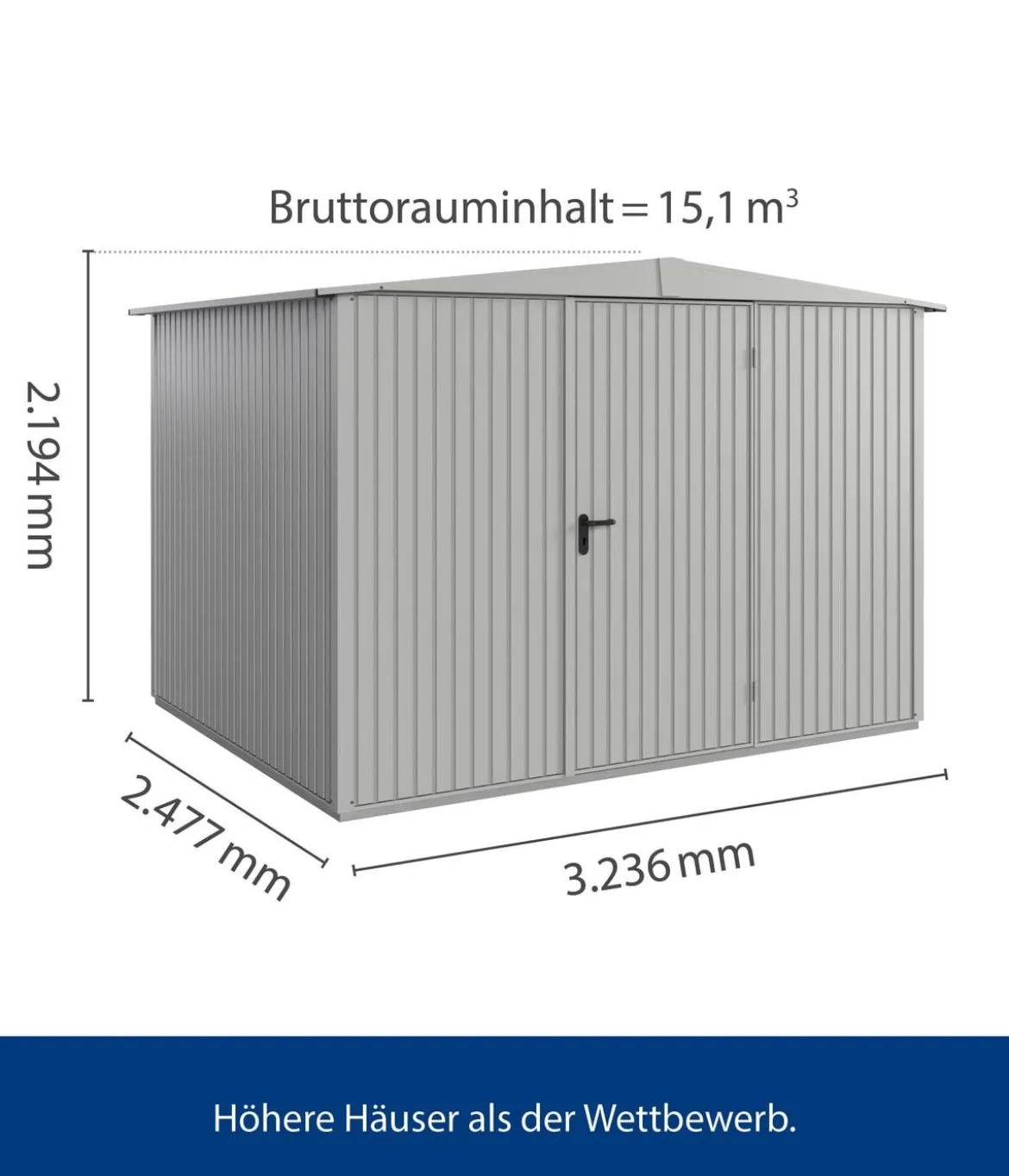 Hörmann Berry-Gerätehaus Classic-S Typ 3, ca. B323,6/H219,4/T247,7 cm