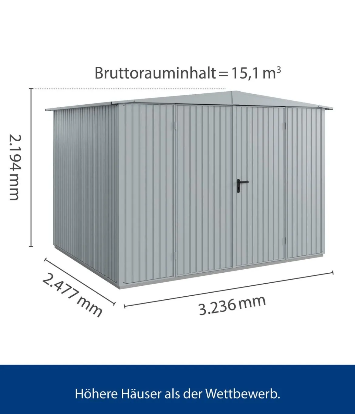 Hörmann Berry-Gerätehaus Classic-S Typ 3, ca. B323,6/H219,4/T247,7 cm