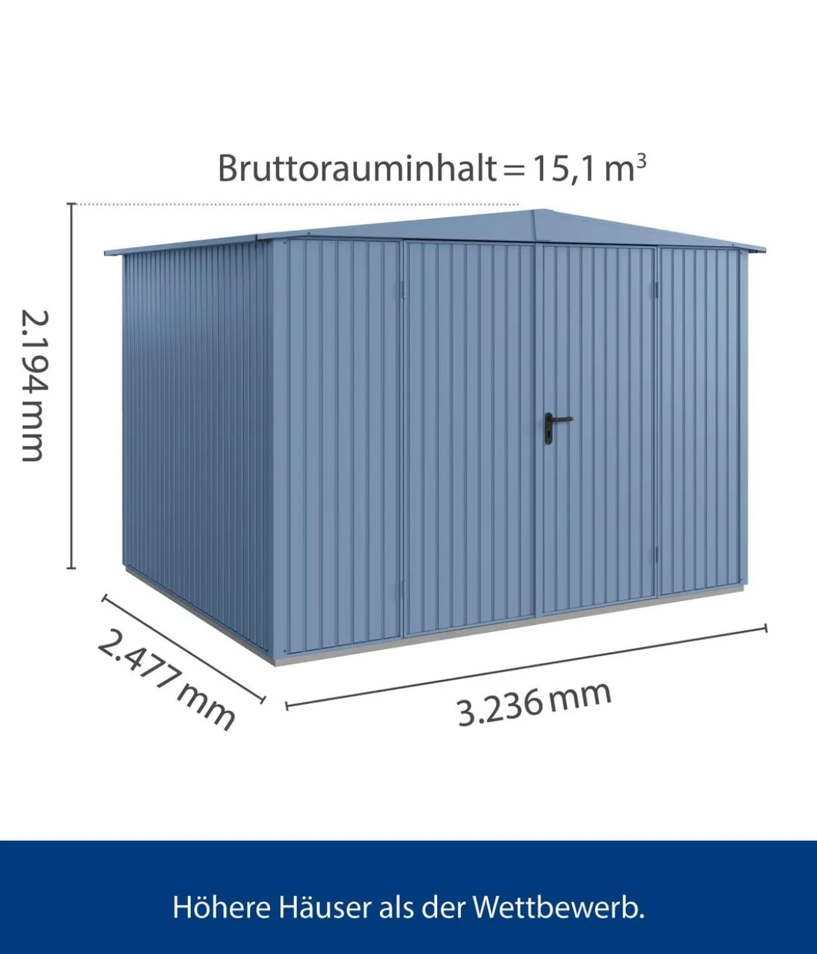 Hörmann Berry-Gerätehaus Classic-S Typ 3, ca. B323,6/H219,4/T247,7 cm