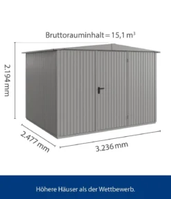 Hörmann Berry-Gerätehaus Classic-S Typ 3, ca. B323,6/H219,4/T247,7 cm